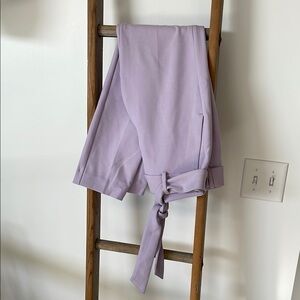 LOFT Purple Cropped Ankle Pants with Modern Tie Detail